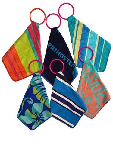 Aesthetic Hanging Towel | Designer Cotton Towel | Washbasin Napkin Hand Towel | Super Absorbent | Double Sided | Suitable for Washbasin & Kitchen Bothroom | Printed Towel Multicolor | Set of 6 1