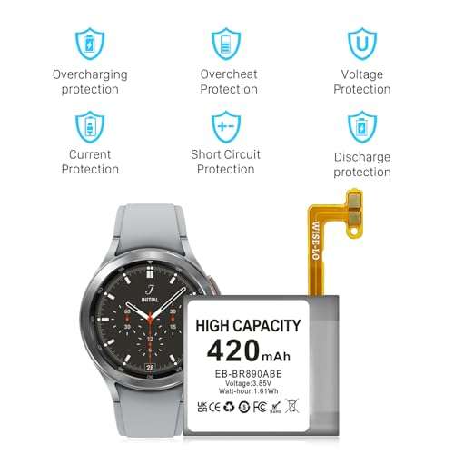 SHENMZ Battery for Samsung Galaxy Watch 4 Classic EB-BR890ABY SM-R890 SM-R895 (46mm) / SM-R870 SM-R875 SM-R875U (44mm) with Repair Tool Kits, 420mAh 3