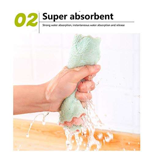 iSTONE 15 Pack Kitchen Cloth Dish Towels, Cleaning Clothsï¼Å’Premium Dishcloths, Super Absorbent Coral Velvet Dishtowels, Household Cleaning Clothsï¼Å’Nonstick Oil Washable Fast Drying 6