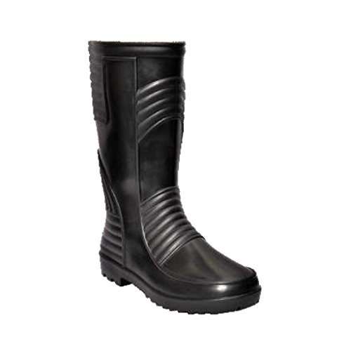 HILLSON WelSafe Black Industrial Safety Gumboots Mens Black Long Pvc Boots For High Ankle Safety 12.5 Inch Size-7 1