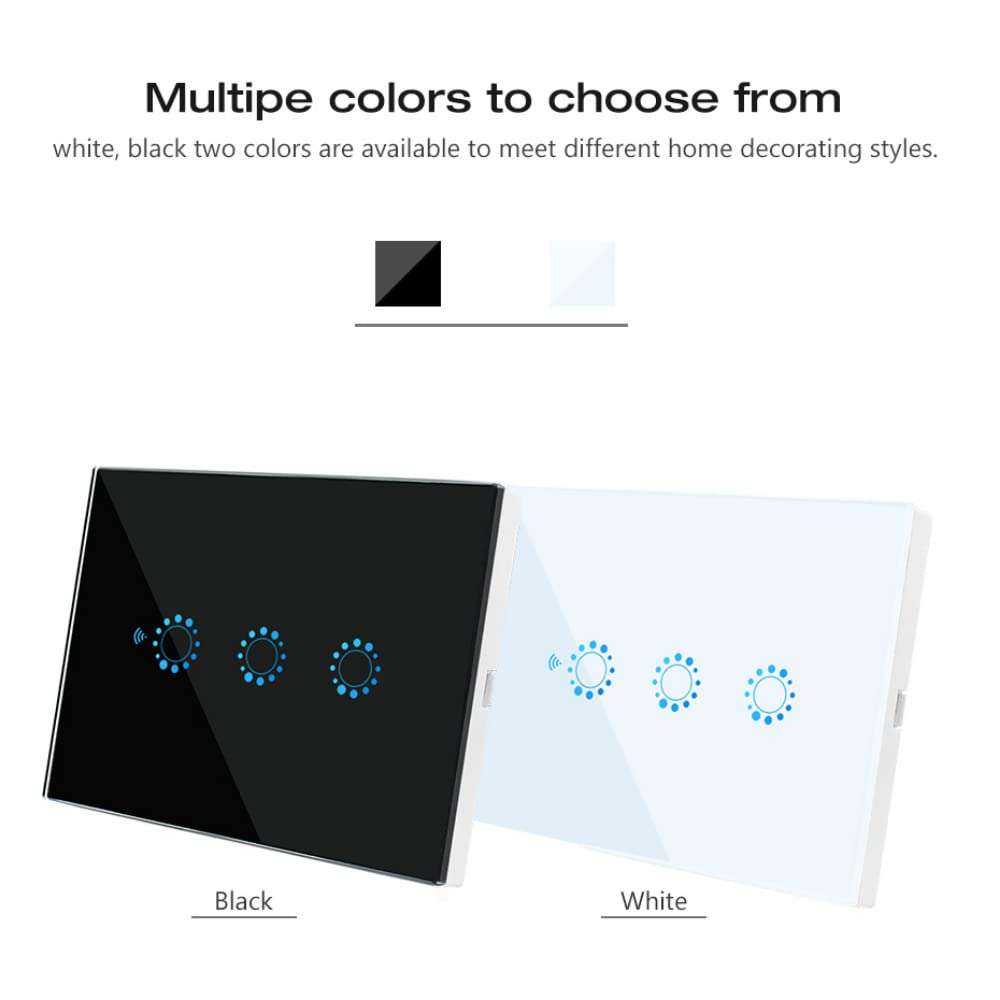 XJRJ WiFi Smart Light Wall Switch Tuya/Ewelink Interruptor Rectangle Touch Glass Panel Remote Control by Voice 1 Gang White Tuya 4