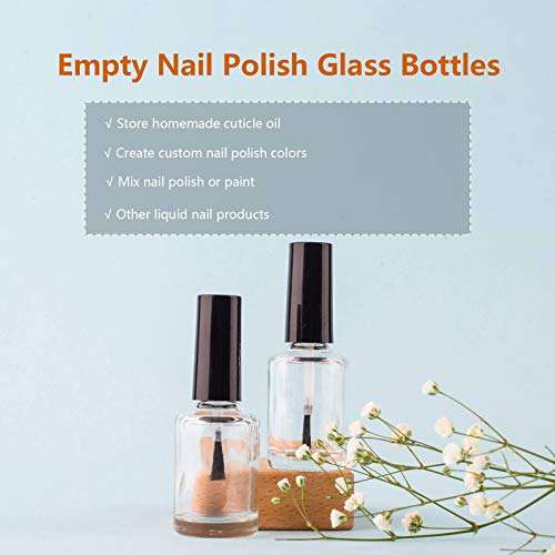 GTHER 20PCS Empty Nail Polish Bottles, Clear Glass Refillable Bottles Container with Brush Cap & Funnel & Mixing Balls for Nail Art (15ML) 6