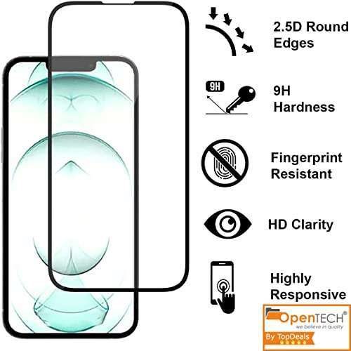 OpenTech Military-Grade Tempered Glass Screen Protector Compatible For Iphone 13 Pro Max / 14 Plus With Edge To Edge Coverage And Easy Installation Kit (6.7 Inches) for Smartphone 3