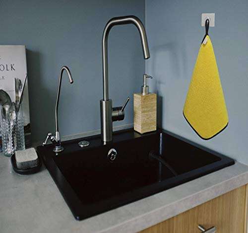 Quewdix Hanging Quick Dry Hand Towel Set with Loop- up to 800GSM and Super Absorbent Wipe Cloth Rag for Kitchen Bathroom Car (Pack of 2) (Yellow, 11.8 x 15.7 inches) 6