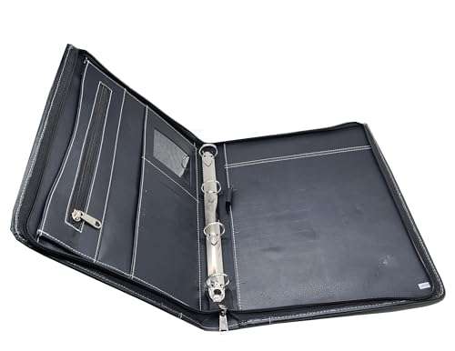 Essart PU Faux Leather 4 Ring File Folder with one Pen Loop Multipurpose A4 Professional Executive Document Folder | to Organize & Store Certificates for Men & Women (FL-1019-Black) 3