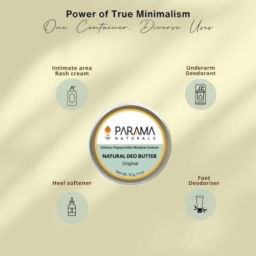 Parama Naturals Natural Deo Butter 31g |aluminium free deodorant| for sensitive skin| all day long odor protection| for women and men| 5