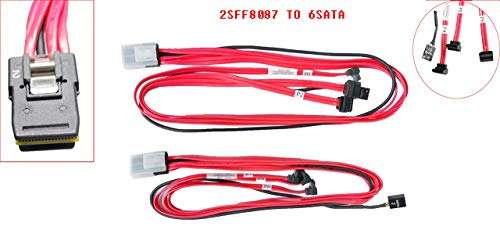Cable Plus 2.1 FT Internel Mini SAS SFF-8087 to 3 SATA + SGPIO (7Pin) Compatible P1574AC30650-H, Red 2
