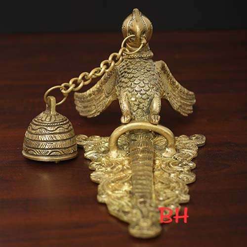 Banshi Handicrafts and Arts Parrot Hanging Bell - Brass Wall Hanging - Decorative Antique Finish 5