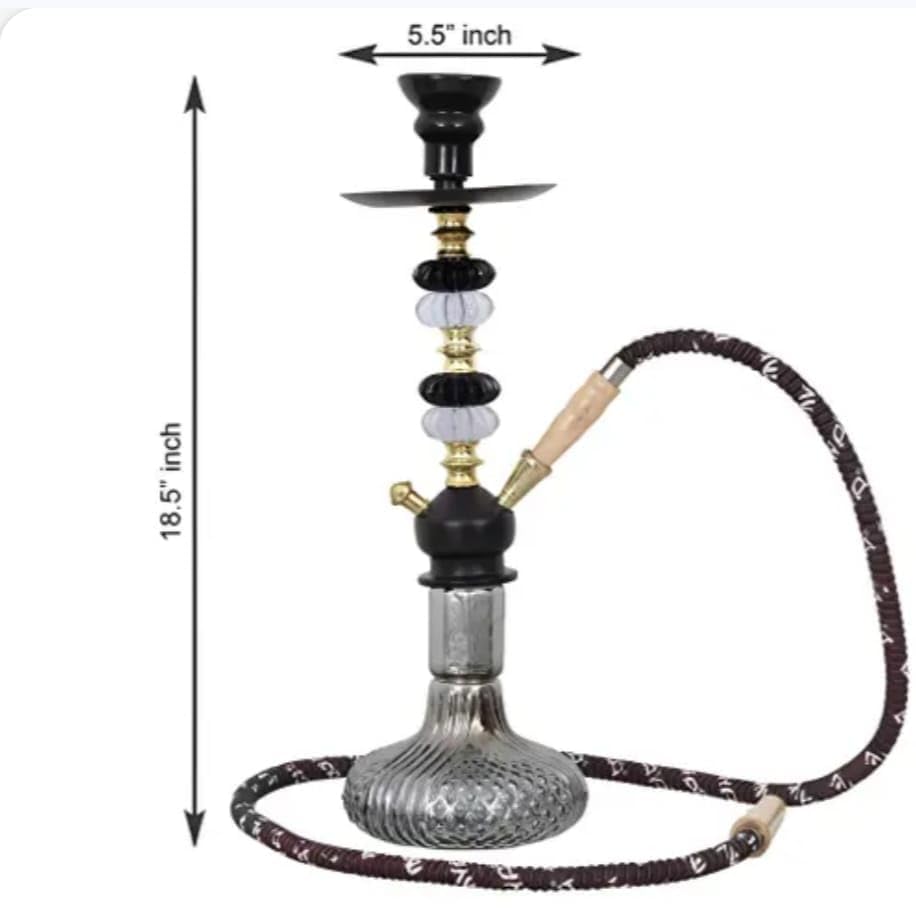 SF Handicrafts Glass Hookah Set with Decorative Stem, Brown Woven Hose, 19 Inch Height 3