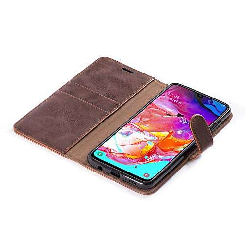 Mulbess Vintage Samsung Galaxy A70 Case Wallet, Flip Leather Phone Case with Card Holder for Samsung Galaxy A70 Cover, Coffee Brown 4