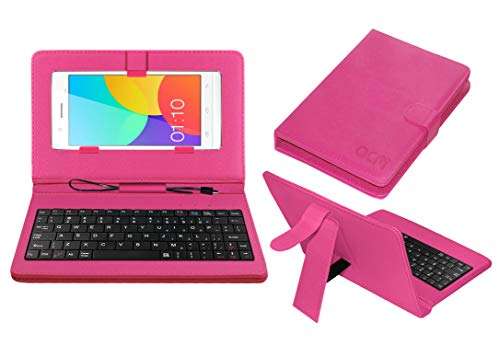 ACM Keyboard Case Compatible with Xolo A1010 Mobile Flip Cover Stand Plug & Play Device for Study & Gaming Pink
