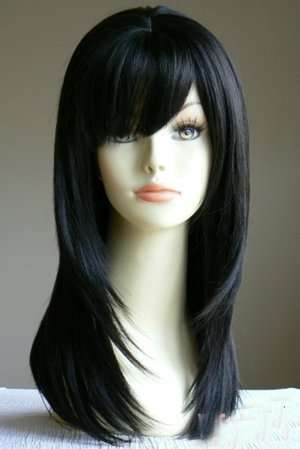 Artifice Oblique Bang 18" Stylish Straight Wig Hair Extension Brown with Blonde + Wig Cap 1