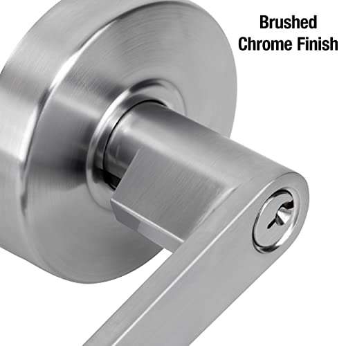 Master Lock Keyed Entry Door Lock, Brushed Chrome Finish Commercial Door Handle, Interior or Exterior Lever Style Locking Door Handle, SLCHKE26D 4