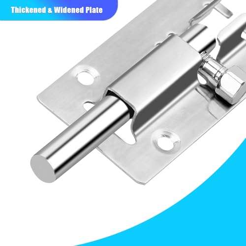 INBOF 2 Pack Slide Lock, 3 Inch Barrel Bolt Latch, Premium Door Bolt Lock, Stainless Steel Slide Bolt Latch, Thickened Slide Latch Lock with 12 Screws, Slide Locks for Inside Door 3