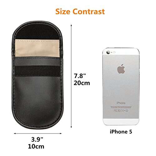 RFID Signal Blocking Bag Shielding Pouch Wallet Case for Cell Phone Anti-Tracking and Car Key FOB(Free Leather Front Pocket) (2 x Black) 4