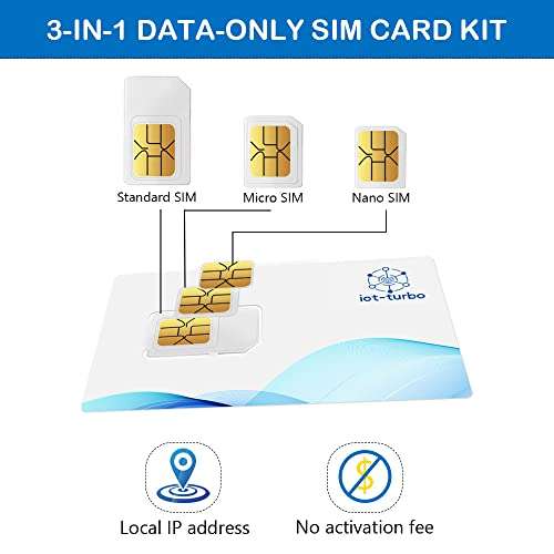 IoT-Turbo Data-Only SIM Card 3-in-1 Kit, Nationwide 4G LTE Coverage Based on Verizon Backbone Network, No Contract or Activation Fee, for IoT Devices, GPS Tracker, 4G Hunting Camera, 4G LTE Router etc 2