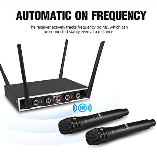 D Debra Audio Wireless Microphone System Pro DU4004 UHF 4 * 16 Adjustable Channel Wireless Handheld Lavalier Headset Mics, Ideal for Meeting Church Speech Party (2 Handheld 2 Bodypack) 3