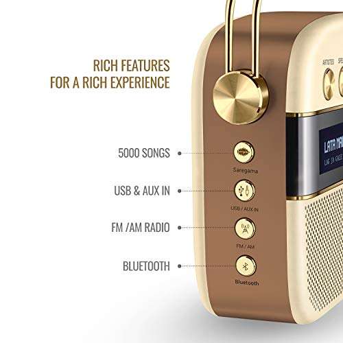 Saregama Carvaan 2.0 Portable Digital Music Player - Sound by Harman/Kardon (with 20,000 Songs) (with WiFi, Champagne Gold Color) 2