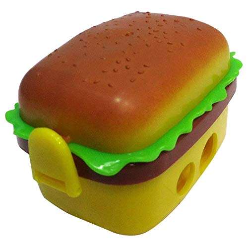 biZyug Burger Shape Sharpner Two Eraser for School Stationery / Stationery Sharpner Set / Fancy Sharpner / Birthday Gift / Sharpner in Stationery / Stationery Return Gift / 1