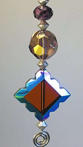 Diamond Beauty Iridescent Purple Amethyst & Amber Artisan Glass Ceiling Fan Pull/Light Pull Chain 3