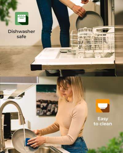 GREENDISH Wheat Straw Dinnerware Set 24-Piece - Cups, Plates and Bowls Sets for 4 with Reusable Cutlery Utensils - Unbreakable Wheatstraw Plastic Dinnerware Set with Fork Spoon Knife - Dishwasher Safe 5