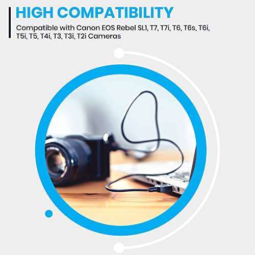 Excelshoots USB Cable - 3 FT Mini Data Transfer Cable for Canon EOS Rebel T7i/DSLR Cameras & Camcorders 3