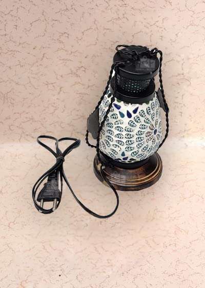 Search4Merch Wooden & Iron Beautiful LAMP | Multi Coloured Chimney Lantern Electric | Table Lamp | Hanging Lamp 5