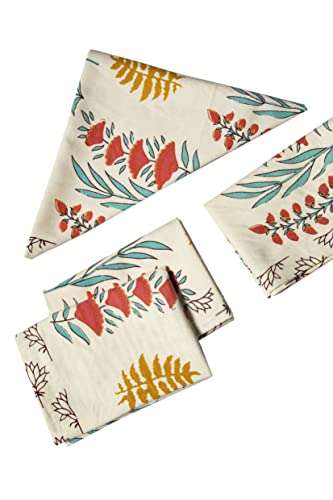 CONTRAST LIVING DikshA Hand Block Printed Kitchen Towel/Dish Towel/Hand Towel Multi Color Set of 3 Pcs 3