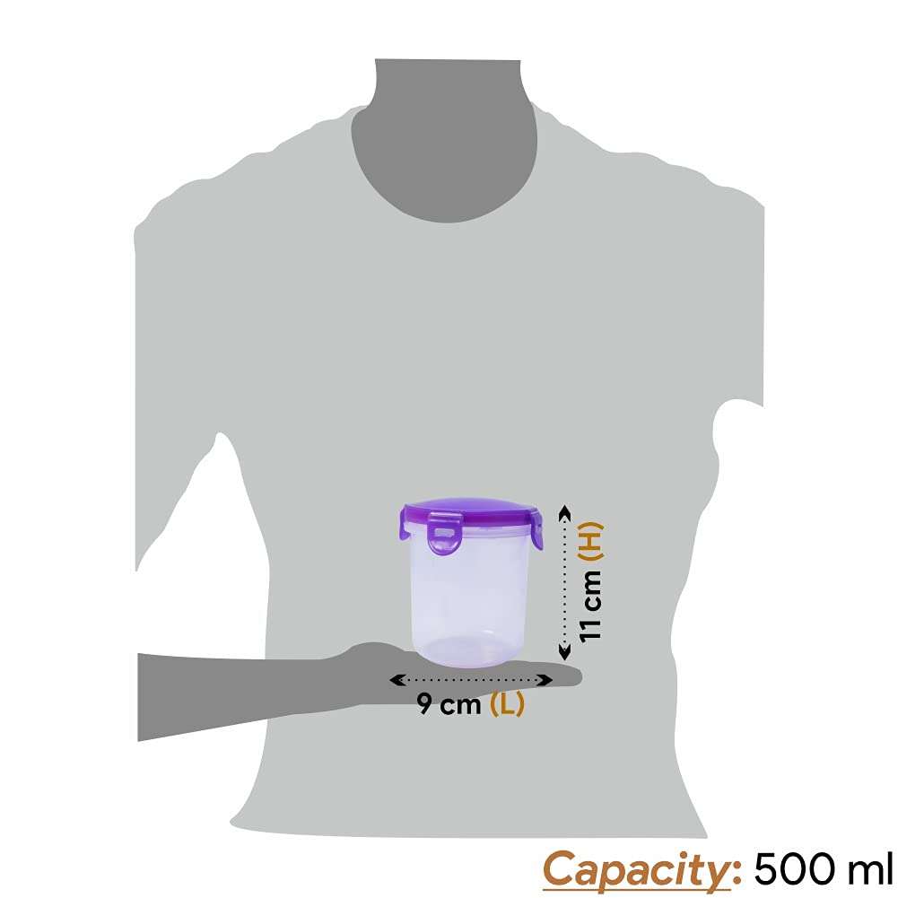 Wonder Plastic Klick N Seal 500 Kitchen Grocery Container With Air Tight, Set of 3, 500 ml, Violet Color 3