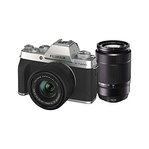 Fujifilm X-T200 Mirrorless Camera Body with 15-45 mm + 50-230 mm Dual Lens Kit - Silver