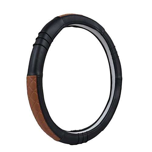 AllExtreme EXBTFS1 PU Leather Designer Universal Anti-Slip Car Auto Steering Wheel Cover Finger Design (36cm, Black) 1