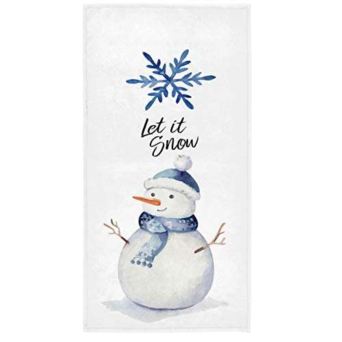 Vdsrup Winter Holiday Snowflakes Hand Towels Funny Snowman Christmas Xmas Bath Kitchen Towels Absorbent Soft Multipurpose Towels for Bathroom,Hotel,Gym and Spa,30 X 15 Inch 1