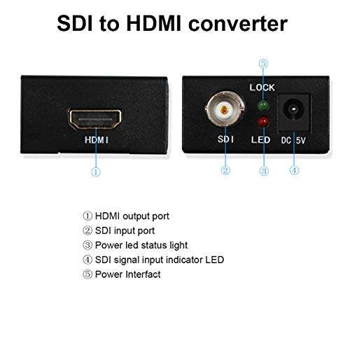 1080P 3G HDMI to SDI BNC Converter + SDI to HDMI Converter HDMI SDI/BNC Extender Over Single 100m/328ft Coaxial Cables 3