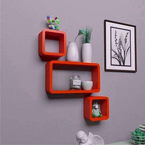 Welltrade Shoppee Wall Mounted Set of Floating Wall Shelves and Racks for Living Room (Red) 1