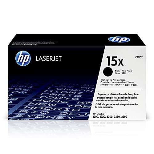 HP 15X Black High-yield Toner Cartridge | Works with HP LaserJet 1200, 1220, 3300, 3310, 3320, 3330, 3380, 3390 Series | C7115X 1
