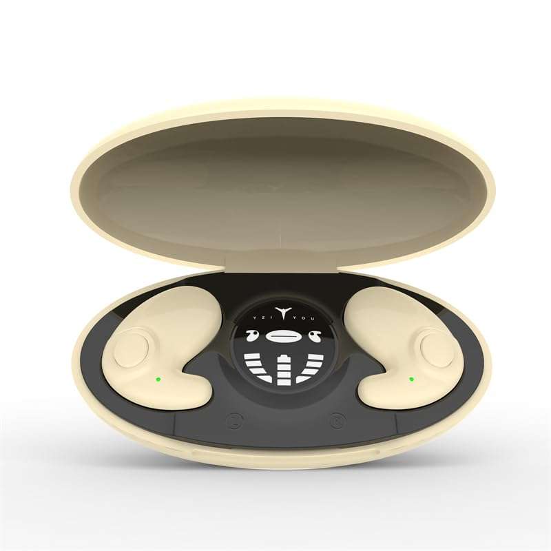 Ultra-Thin Wireless Earphones, Ear-clinging Comfort, Sleep Bluetooth Headset, Binaural, 5 Mini Sports Earbuds, Waterproof (Khaki) 1