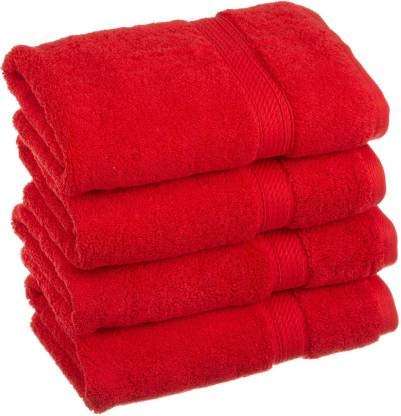 ELSTONE HOME Cotton 350 GSM Hand Towel Set (Pack of 4, Red) 1