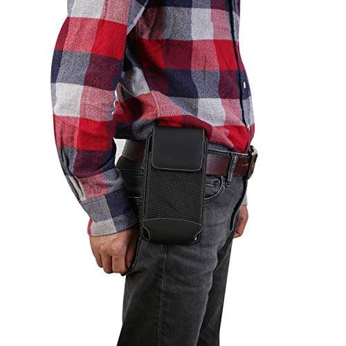 Rugged Oxford Belt Holster Case Belt Loop Carabiner Clip Phone Holder for LG V50 ThinQ V40 ThinQ V20 Stylo 4, Moto Z4 Play G7 Power G7 Plus G6 Plus E5 Plus, Blu Vivo XL4 Vivo X, HTC U Ultra U11 Eyes 4