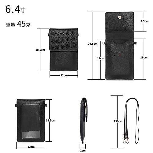 Women Crossbody Bag Cell Phone Purse Pouch with Touch Screen Window for iPhone 16 Pro iPhone 15 14 13 12 11 XR XS Max Google Pixel 9 Pro Pixel 8 7 6 (Black) 4