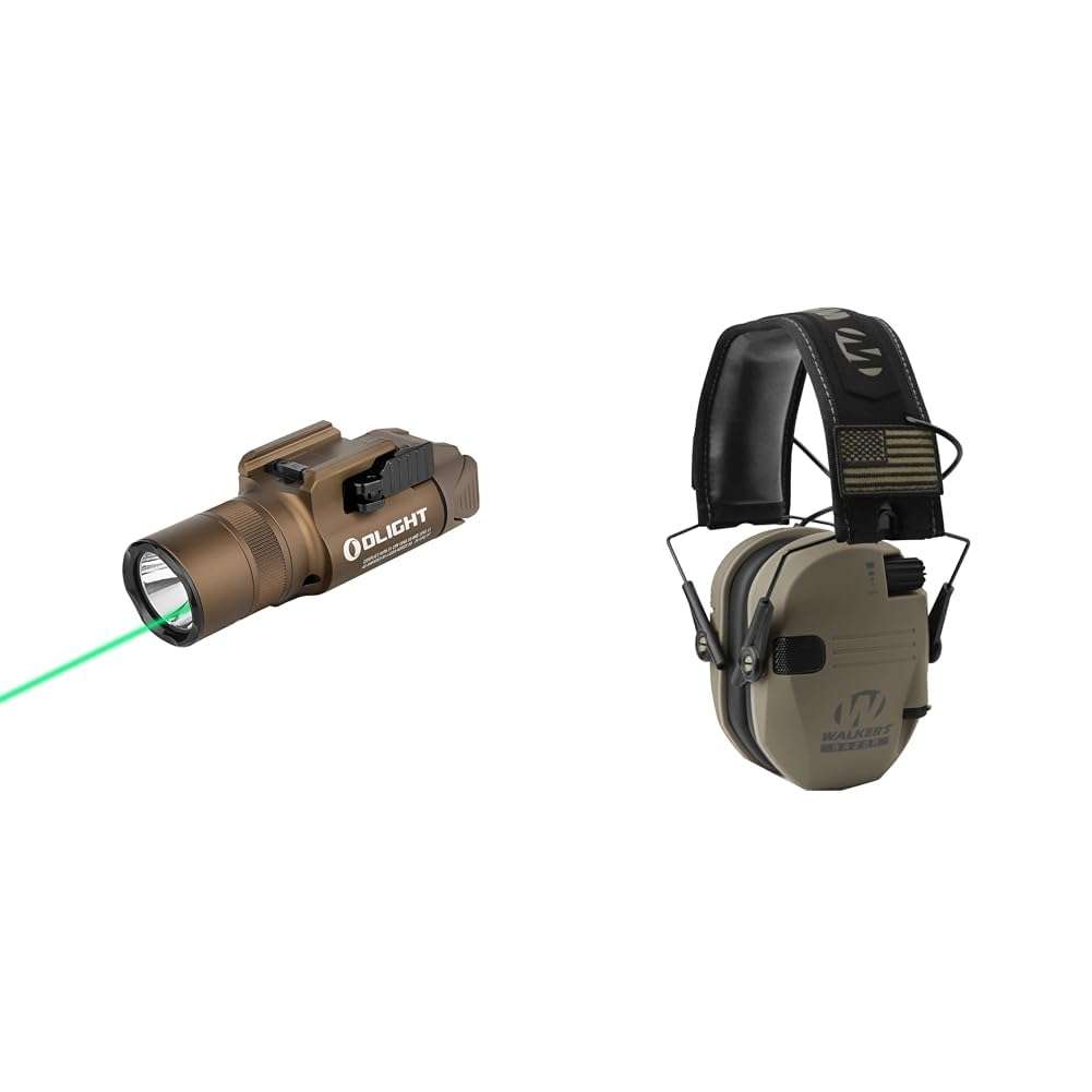 OLIGHT Baldr Pro R 1350 Lumens Magnetic USB Rechargeable Tactical Flashlight & Walker's Razor Slim Folding Electronic Ear Protection 1