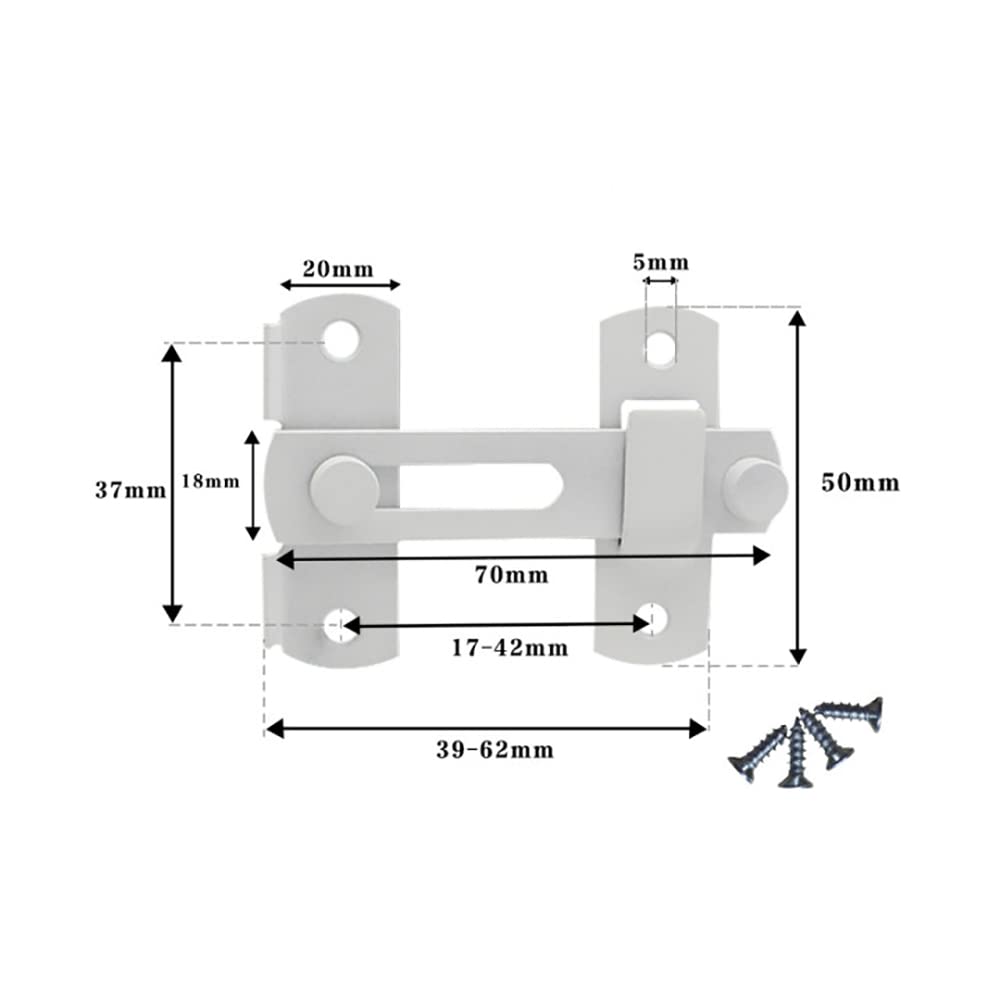 CLING Latch Sliding Door Safety Door Lock, Stainless Steel Matte White, Used for pet Doors, Cabinet Furniture, wardrobes, Windows (Small) 2