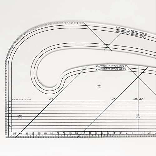 KABEER ART Pattern Marking Ruler- Hard Plastic For Neck Lines, Sleeve and Trouser Crotches 2