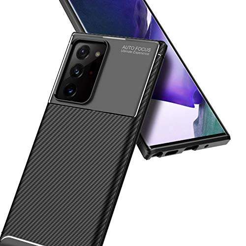 E-Began Case for Samsung Galaxy Note 20 Ultra (2020 Release), Ultra Slim Thin [Carbon Fiber] Designed Anti-Scratch and Non-Slip Light Weight Soft TPU Protective Cover Case -Black 2