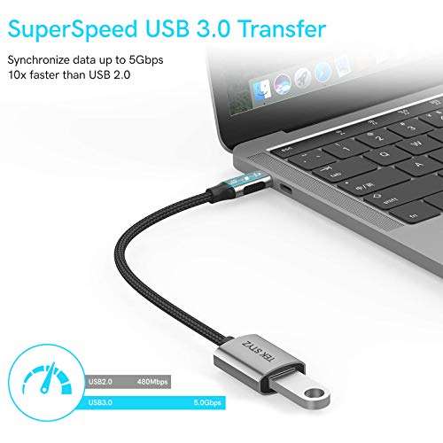 Tek Styz USB-C 3.0 OTG Adapter Compatible with Asus ZenPad S 8.0 PD for Quick Multi-Function Use of mice, Backup, Keyboard, microsdxc, Drives, Save, More (5Gbps) 2