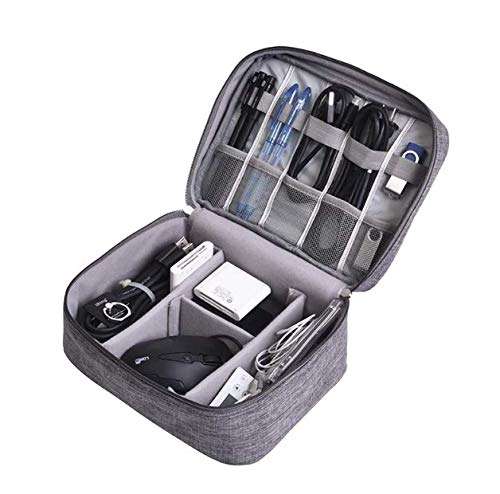 ORPIO (LABEL) Waterproof Travel Electronic Gadget Organizer Case, Portable Zippered External Hard Drive Pouch for Data Cables, Chargers, Power Bank, Adapters, Phone, Plugs, Memory Card, USB (Grey) 6