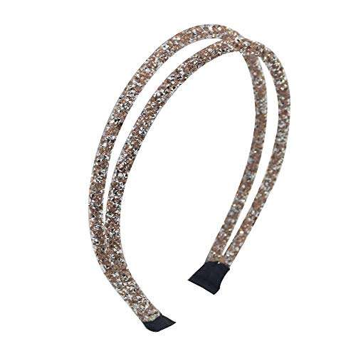 1Pcs Headbands for Women Turban Headbands for Women Rhinestone Diamond Double Crystal Side Hair Band Vintage Hairband Hair Hoops Hair Accessories,Champagne 1