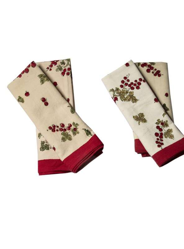 CONTRAST LIVING Mahendra Ji Hand Block Printed Kitchen Towel/Dish Towel/Hand Towel Multi Color Set of 4 Pcs 4