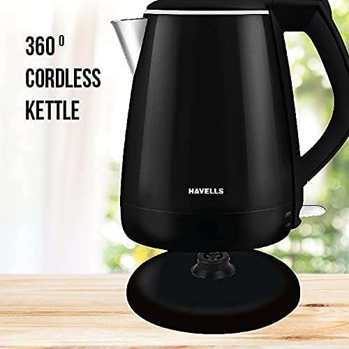 1.2 LTR Double Wall Kettle/Stainless Steel Inner Body/Cool Touch Outer Body 1500 W Electric Kettle (Black) 3