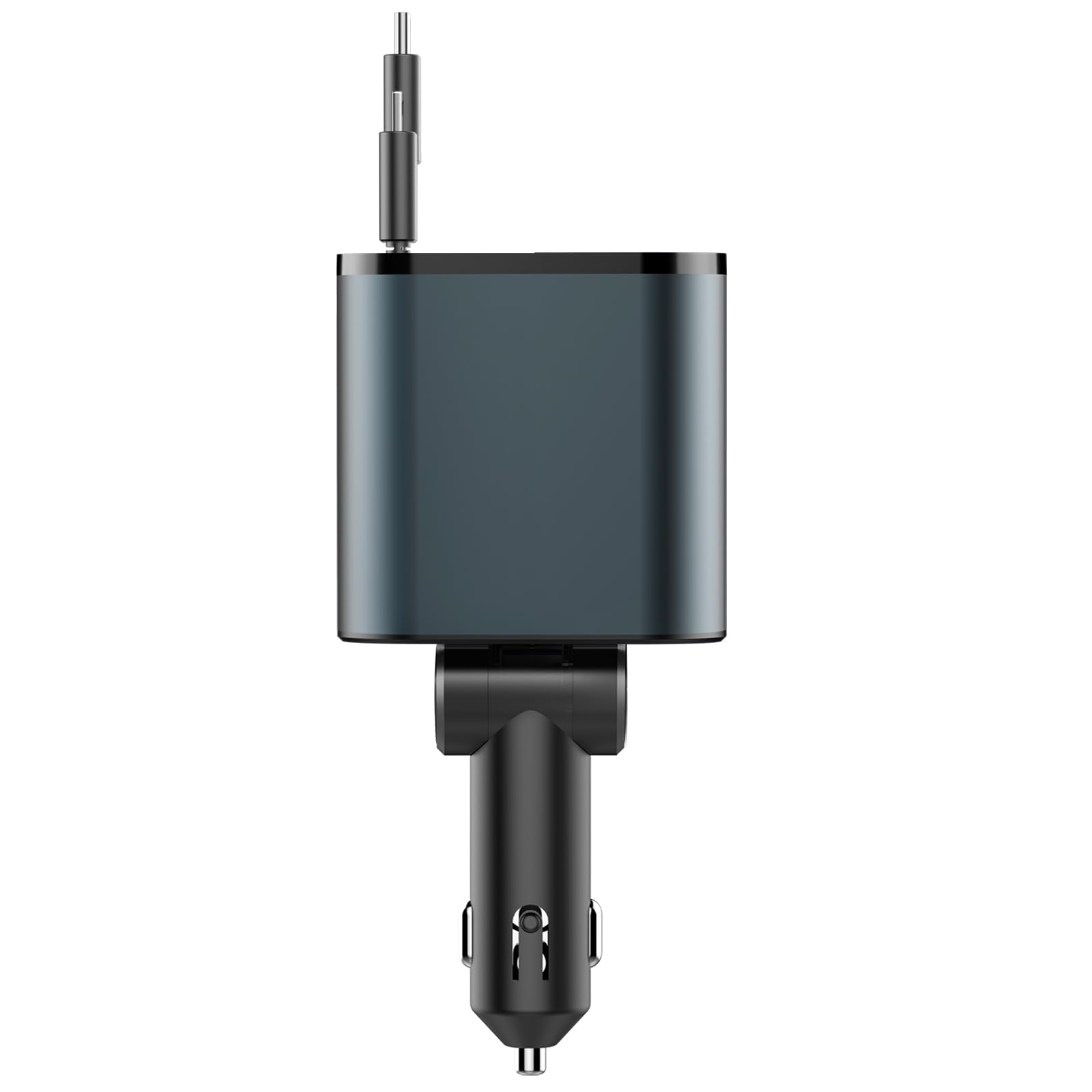 iYeHo Retractable Car Charger,4 in 1 Fast Charger,Car Adapter with Retractable Cables and Dual USB Ports for iPhone 15/15 Plus/15 Pro/15 Pro Max/13/12/11,Galaxy S23,MacBook Pro,iPad Air,and More 1