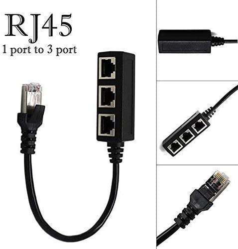 RJ45 Network Ethernet Splitter Adapter Cable,burkemany RJ45 Y Splitter Adapter 1 to 3 Port Ethernet Switch Adapter Cable for Cat 5/5e/6/7 LAN Ethernet Socket Connector Adapter 2